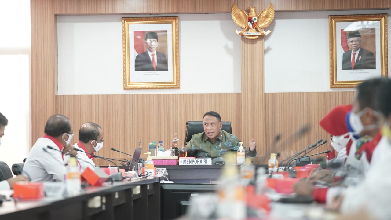 Menpora RI Zainudin Amali mengecek kesiapan dan persiapan dengan memimpin Rapat Persiapan Haornas