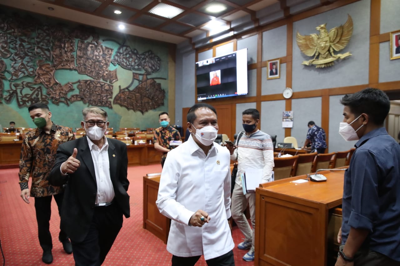 Grand design atau Desain Besar Olahraga Nasional yang telah disusun Menteri Pemuda dan Olahraga Republik Indonesia (Menpora RI) Zainudin Amali bersama stakeholder terkait mendapat apresiasi dari Komisi X DPR RI sebagai mitra kerjanya.(foto:putra/kemenpora