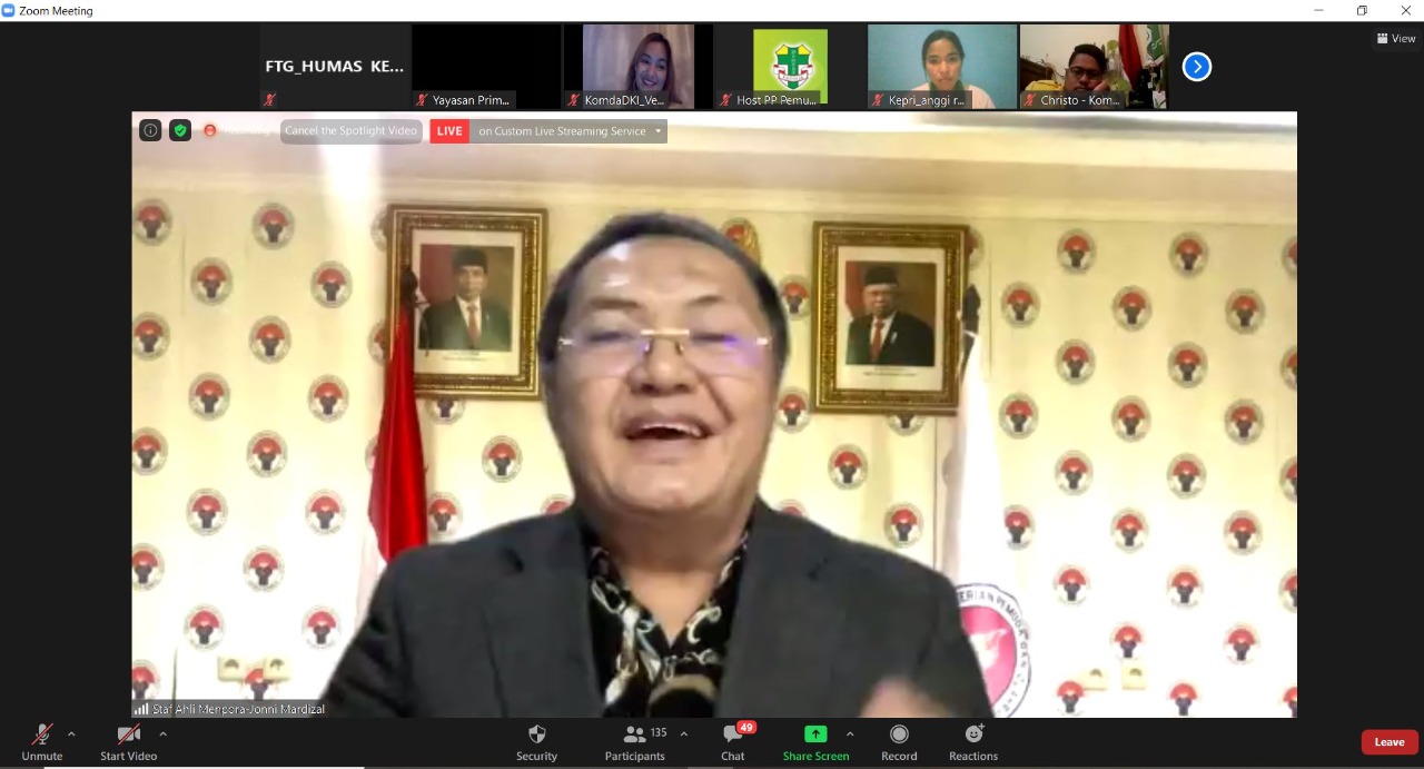 Kemenpora berharap Kursus Kepemimpinan Lanjut 2021 (KKL) dan Rapimnas II Pengurus Pusat Pemuda Katolik 2021 mampu menghasilkan pemuda yang berkarakter, berkapasitas, dan berdaya saing. Demikian disampaikan Staf Ahli Menpora Bidang Inovasi Kepemudaan dan K