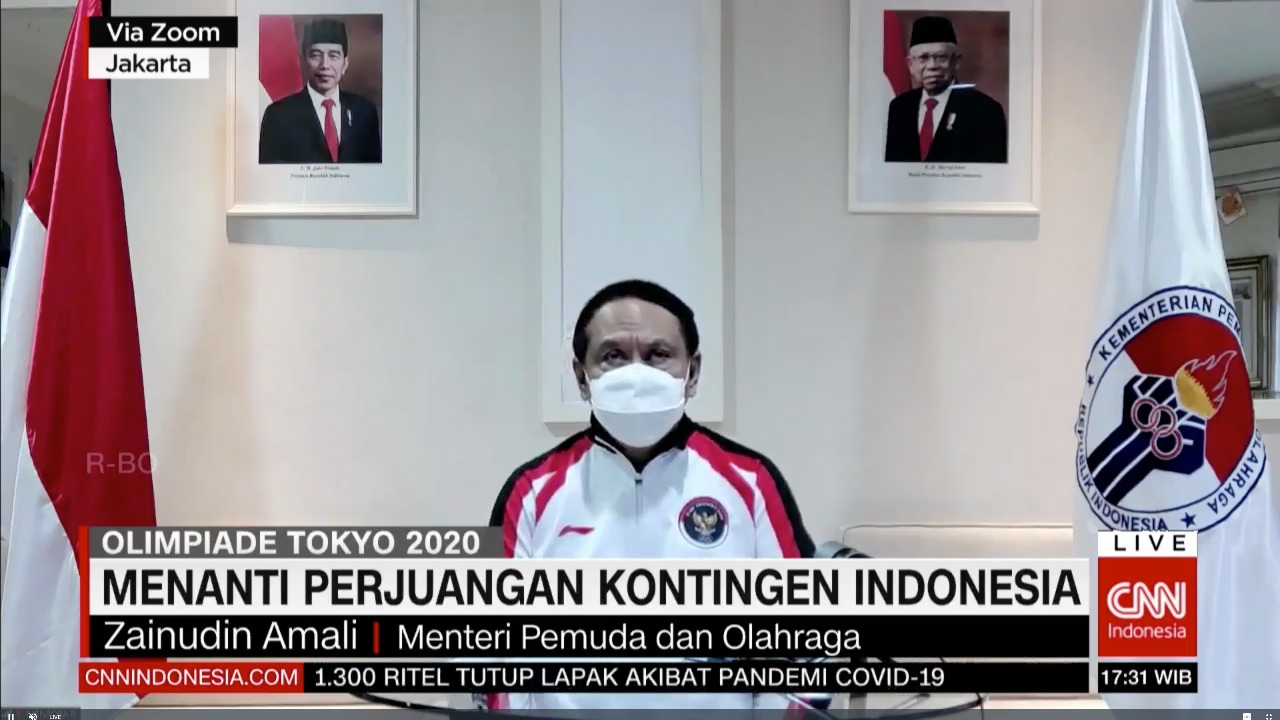 Menteri Pemuda dan Olahraga Republik Indonesia (Menpora RI) Zainudin Amali kembali berpesan kepada para atlet Indonesia yang akan bertanding di Olimpiade Tokyo 2020 untuk terus menjaga kesehatannya dengan patuh pada protokol kesehatan karena masih dalam s