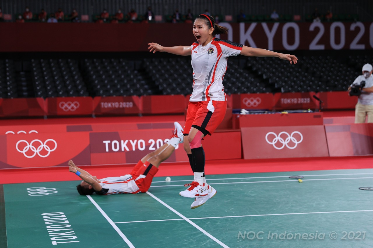 Rasa syukur dan terima kasih diungkapkan Menteri Pemuda dan Olahraga (Menpora RI) Zainudin Amali atas persembahan medali emas dari ganda putri bulutangkis Indonesia Greysia Polii/Apriyani Rahayu di Olimpiade Tokyo 2020.(foto:nocindonesia)  