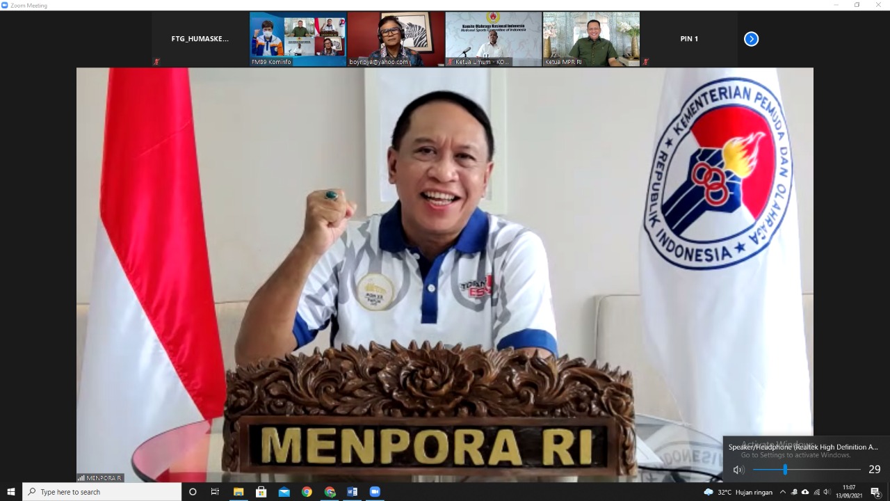 Menteri Pemuda dan Olahraga Republik Indonesia (Menpora RI) Zainudin Amali menyebutkan olahraga berperan penting dalam memperkuat karakter bangsa, mempererat persatuan, kebhinekaan serta nasionalisme di tengah masyarakat.(foto:raiky/kemenpora.go.id)