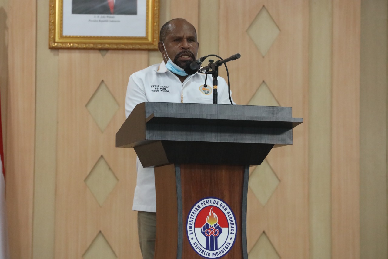 Ketua Harian Pengurus Besar Pekan Olahraga Nasional (PB PON), Yunus Wonda menyampaikan ucapan terimakasih kepada pemerintah, terutama Menteri Pemuda dan Olahraga Zainudin Amali dan Presiden Joko Widodo (Jokowi) atas perhatiannya terhadap penyelenggaraan P