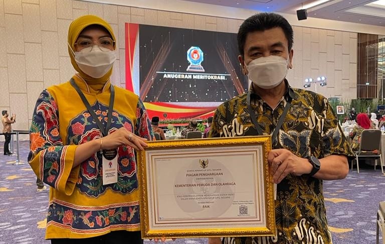  Kementerian Pemuda dan Olahraga Republik Indonesia (Kemenpora RI) mendapatkan kategori baik dari delapan aspek penilaian Meritokrasi Aparatur Sipil Negara (ASN) di Kemenpora tahun 2021. Hal itu disampaikan Deputi Bidang Peningkatan Prestasi Olahraga Keme