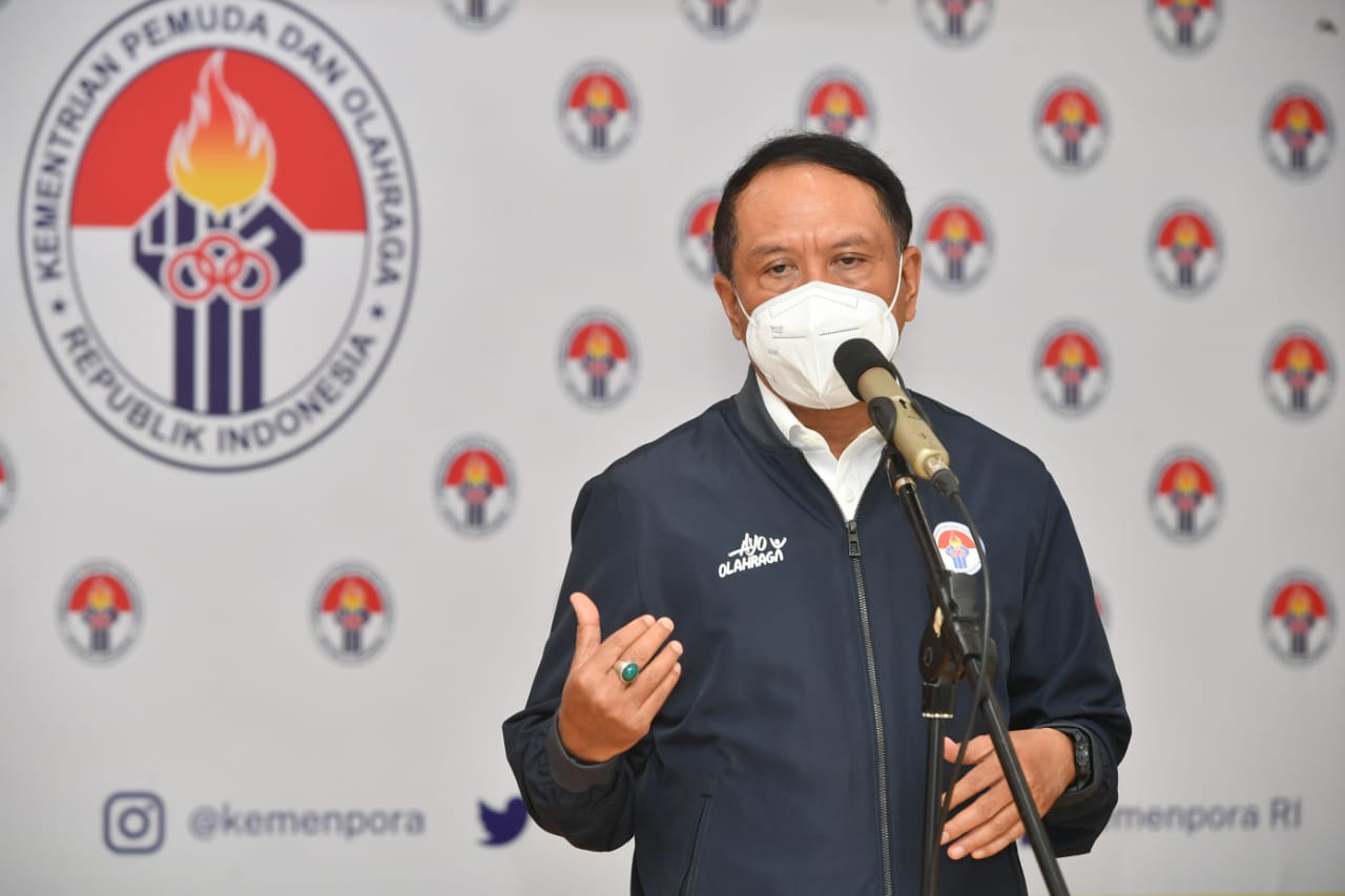 Menteri Pemuda dan Olahraga Republik Indonesia (Menpora RI), Zainudin Amali kembali menunjukan dukungannya agar penyelenggaraan kegiatan olahraga di Tanah Air kembali bergulir setelah terhenti akibat pandemi COVID-19.(foto:rayki/kemenpora.go.id)