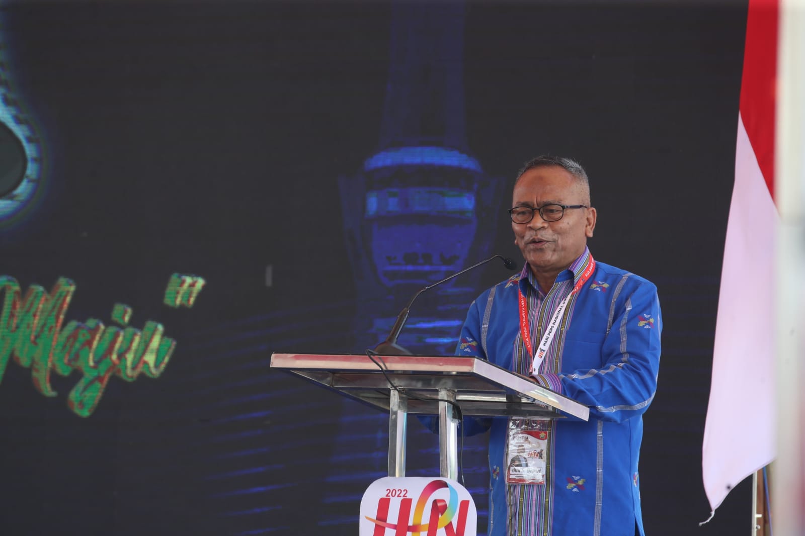 Ketua Persatuan Wartawan Indonesia (PWI) Pusat, Atal Sembiring Depari memberikan apresiasi tinggi terhadap Menteri Pemuda dan Olahraga Republik Indonesia (Menpora RI) Zainudin Amali pada momen puncak peringatan Hari Pers Nasional (HPN) 2022 di Kendari, Su