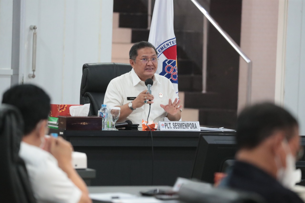 Kementerian Pemuda dan Olahraga Republik Indonesia (Kemenpora RI) menggelar Rapat Koordinasi (Rakor) terkait penyelenggaraan FIBA ASIA CUP 2022 yang rencananya akan digelar di Jakarta Juli 2022 mendatang. (foto:raiky/kemenpora.go.id)