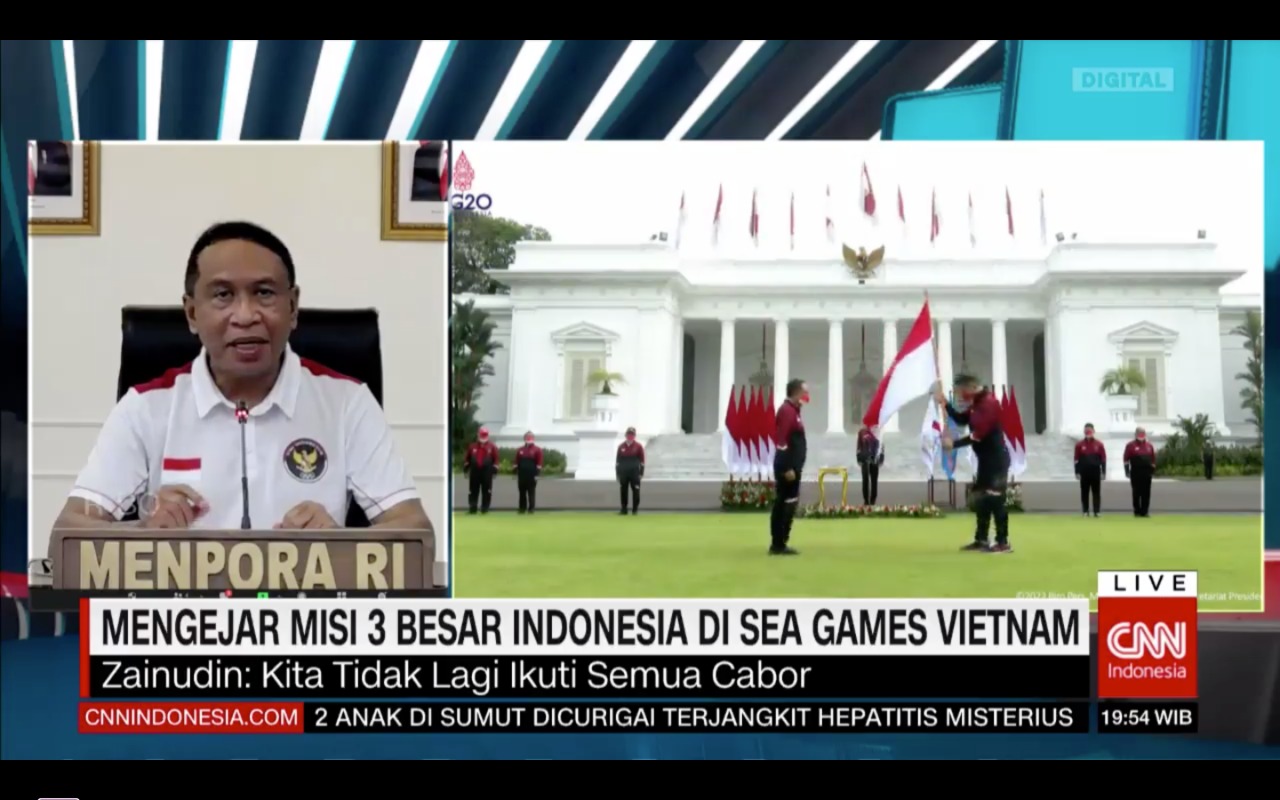 Menteri Pemuda dan Olahraga Republik Indonesia (Menpora RI) Zainudin Amali berharap SEA Games 2021 Vietnam menjadi titik awal perubahan paradigma baru terhadap olahraga Indonesia. Hal itu disampaikan Menpora Amali saat Live Interview Program CNN News Cast