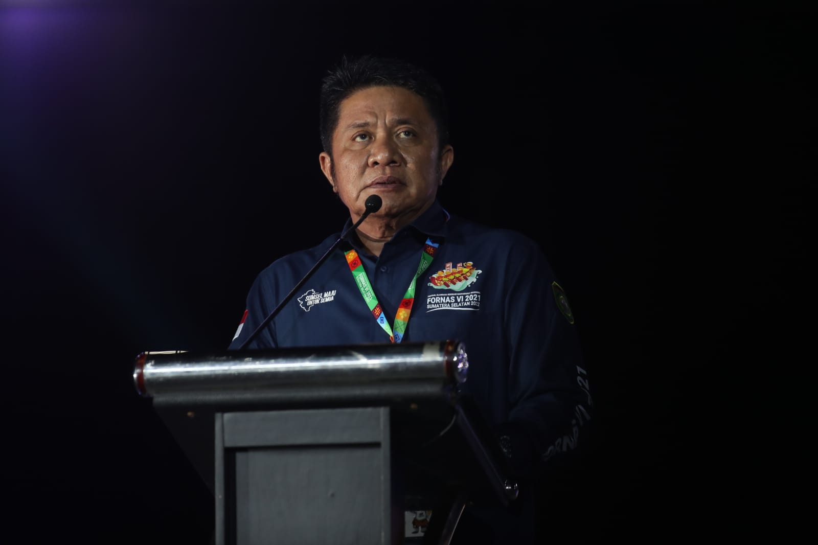 Gubernur Provinsi Sumatera Selatan Herman Deru sampaikan ucapan terima kasih kepada Menpora Amali karena mempercayakan Sumatera Selatan (Sumsel) menjadi tuan rumah penyelenggaraan Fornas ke-VI tahun 2022.(foto:putra/kemenpora.go.id)