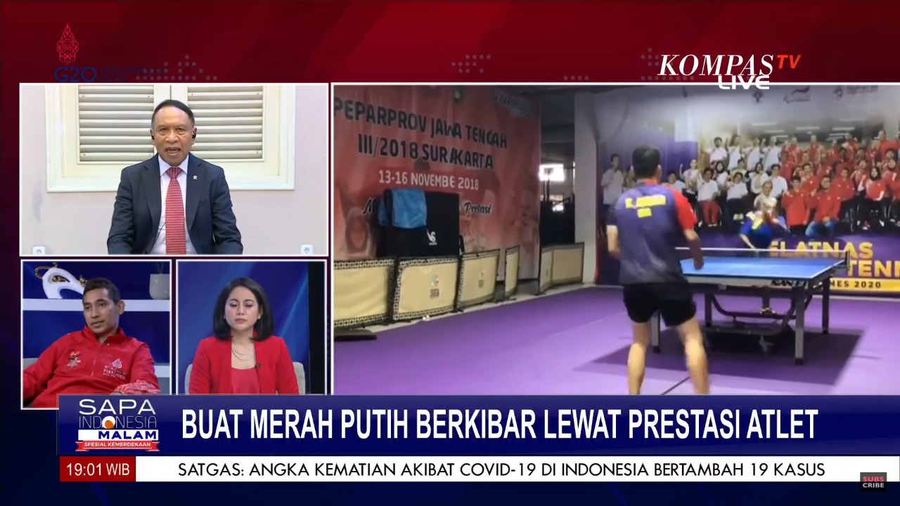 Menteri Pemuda dan Olahraga Republik Indonesia (Menpora RI) Zainudin Amali menyampaikan pemerintah berkomitmen untuk terus memperhatikan atlet disabilitas guna pengembangan dan peningkatan prestasi olahraga kalangan difabel.(foto:bagus/kemenpora.go.id)
