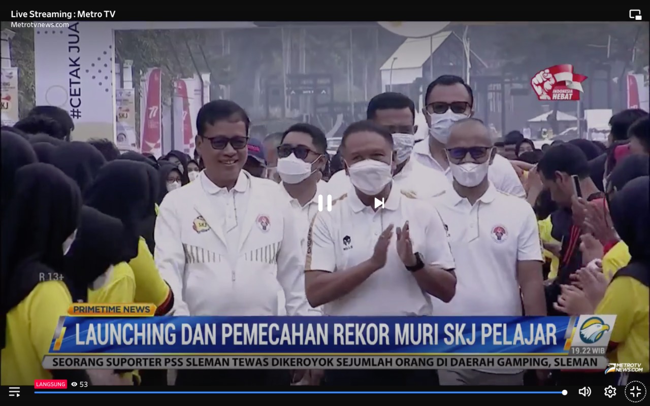 Menteri Pemuda dan Olahraga Republik Indonesia Zainudin Amali menjadi narasumber Metro TV pada Primetime News, Minggu (28/8) malam. Dijelaskan olehnya bahwa dalam Desain Besar Olahraga Nasional atau DBON itu salah satu yang menjadi hulu dari kegiatan keol