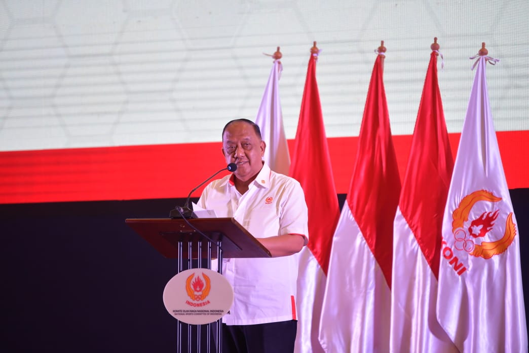 Ketua Umum Komite Olahraga Nasional (KONI) Pusat Marciano Norman sampaikan terima kasih kepada Menpora Zainudin Amali yang telah hadir dan membuka secara resmi Rapat Kerja Nasional dan Musyawarah Olahraga Nasional Luar Biasa (Rakernas dan Musornaslub) KON