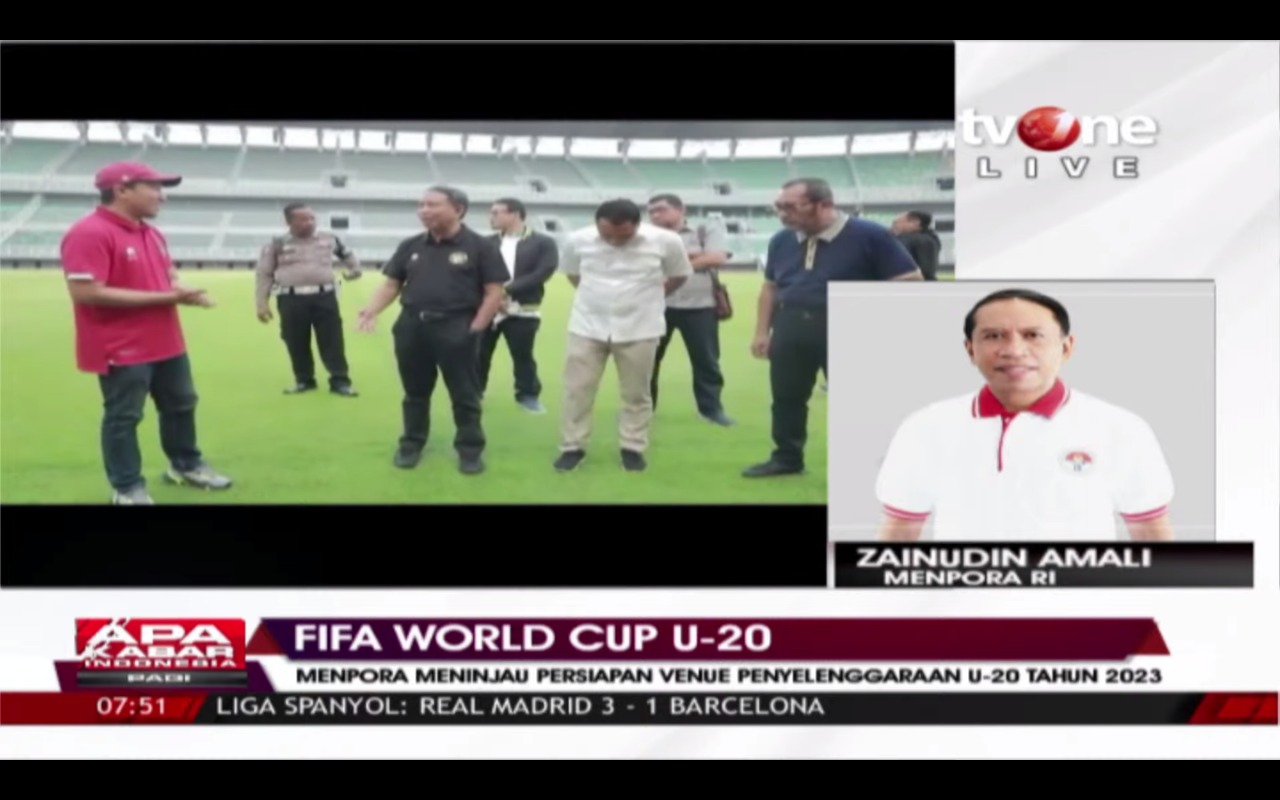 Menteri Pemuda dan Olahraga Republik Indonesia Zainudin Amali wawancara melalui sambungan telepon pada Program Apa Kabar Indonesia Pagi TVOne, Senin (17/10), membahas tentang kesiapan Indonesia sebagai tuan rumah Piala Dunia U-20, yang akan diselenggaraka