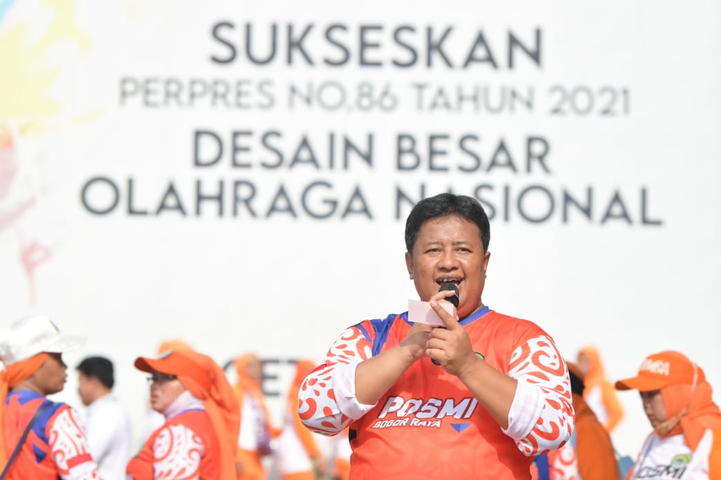 Wakil Ketua Perkumpulan Olahraga Senam Massal Indonesia (POSMI) Abdul Rosyid sampaikan terima kasih kepada Menteri Pemuda dan Olahraga Republik Indonesia (Menpora RI) Zainudin Amali.(foto:bagus/kemenpora.go.id)