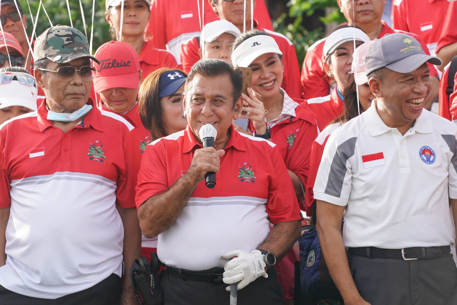 Salah satu bakal calon Ketua Umum Pengurus Besar Persatuan Golf Indonesia (PB PGI) Japto Soerjosoemarno, sampaikan ucapan terima kasih kepada Menpora Amali yang memberikannya kesempatan menyelenggarakan turnamen golf bertajuk Golf Bersama Om Japto Soerjos