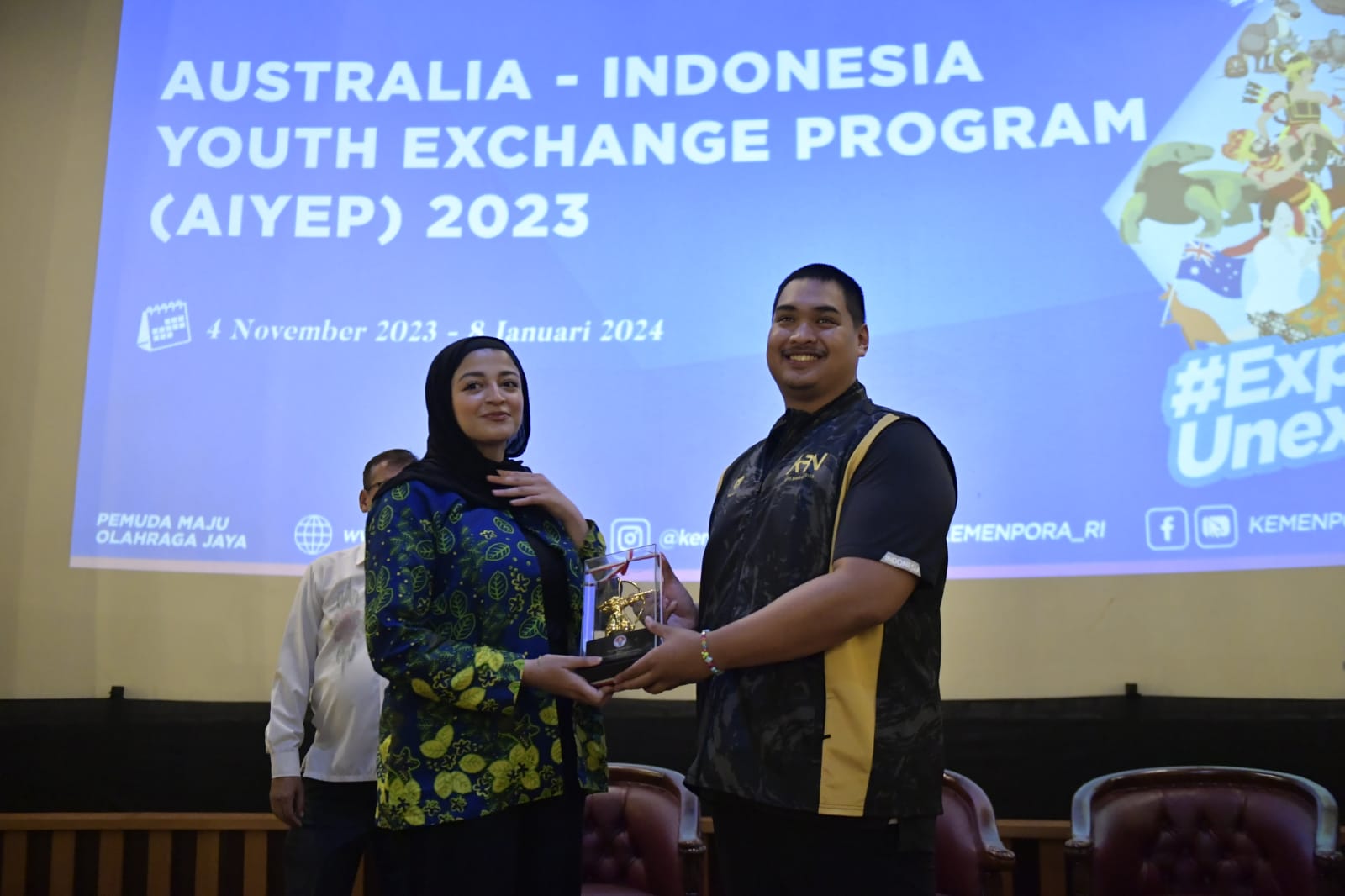 Menteri Pemuda dan Olahraga Republik Indonesia (Menpora RI) Dito Ariotedjo, menyampaikan harapannya saat menerima audiensi program Pertukaran Pemuda Indonesia-Australia (PPIA) di Theater Wisma Kemenpora, Senayan, Jakarta, Senin (8/1) siang.(foto:egan/keme
