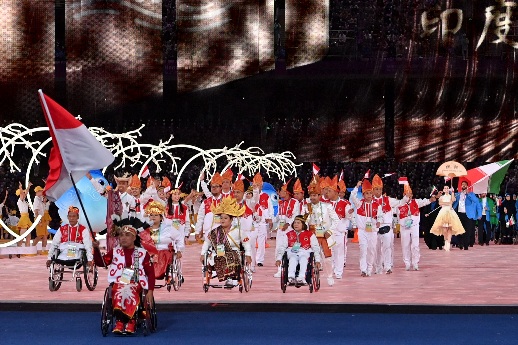Kontingen Indonesia akan menampilkan kekayaan budaya Nusantara pada opening ceremony Paralimpiade 2024 Paris, Rabu (28/8). Leli Marlina dan Muhammad Fadli dipilih sebagai pembawa bendera Merah Putih.(foto:dok/npcIndonesia)