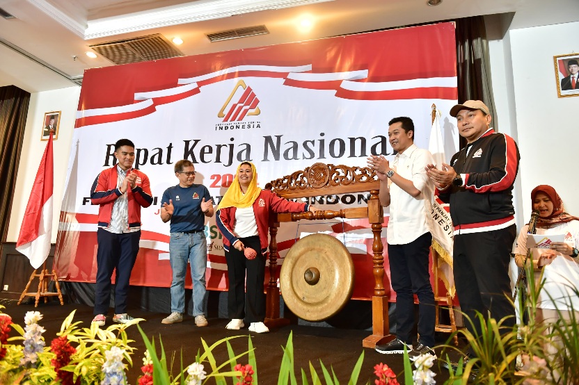 Wakil Menteri Pemuda dan Olahraga Republik Indonesia (Wamenpora RI) Taufik Hidayat menghadiri Pembukaan Rapat Kerja Nasional (Rakernas) Federasi Panjat Tebing Indonesia (FPTI) 2024 di Royal Kuningan Hotel, Jakarta Selatan, Selasa (3/12).(foto:Andre/kemen