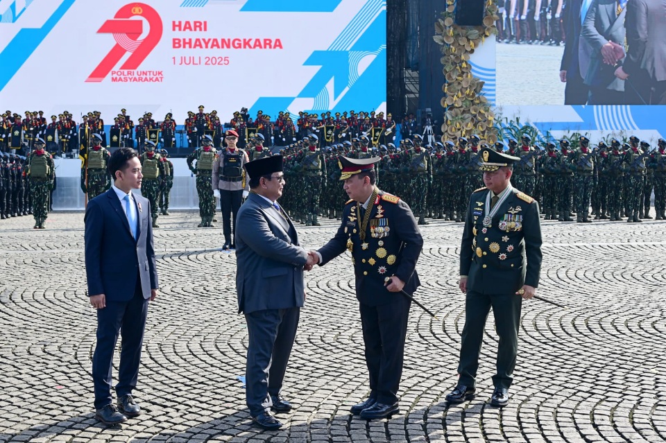 Menteri Pemuda dan Olahraga (Menpora) RI Dito Ariotedjo menghadiri Upacara dan Syukuran Hari Bhayangkara Ke-79 di Lapangan Silang Monumen Nasional (Monas), Selasa (1/7) pagi.(foto:Muchlis Jr/Setpres)