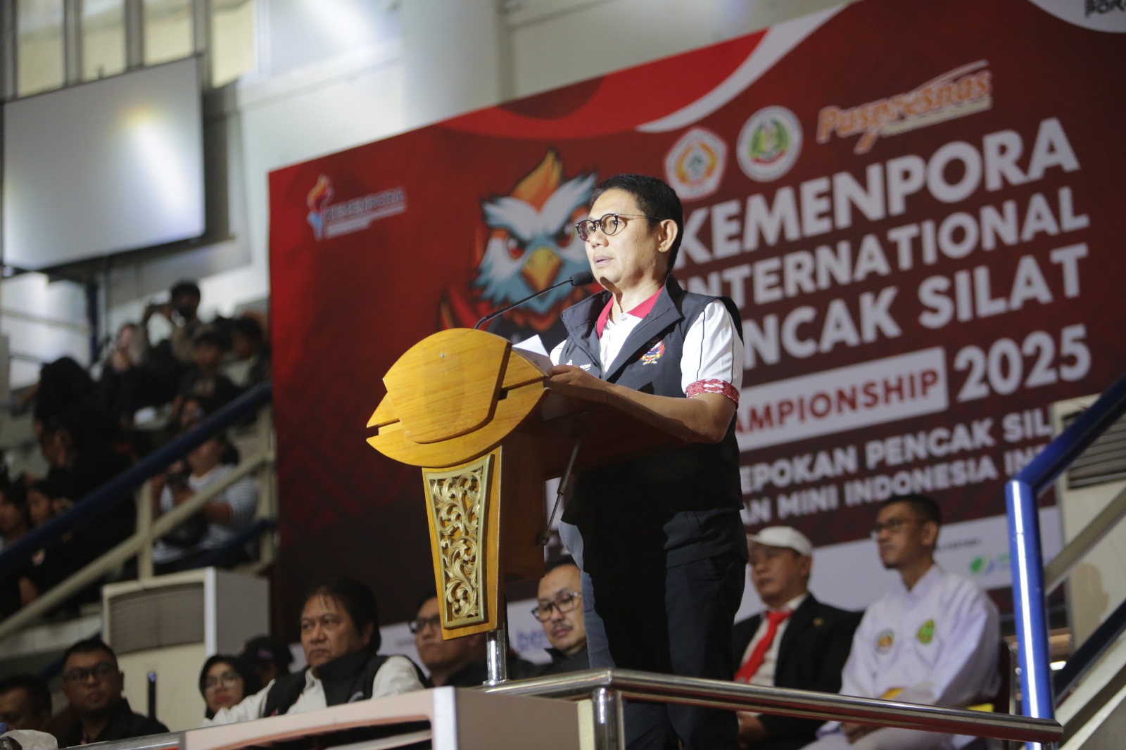 Kejuaraan Kemenpora Internasional Pencak Silat Championship 2025 Tingkat Nasional berlangsung sukses dibuka di Padepokan Pencak Silat Taman Mini Indonesia Indonesia (TMII), Jakarta Timur, Kamis (10/7).(foto:istimewa)