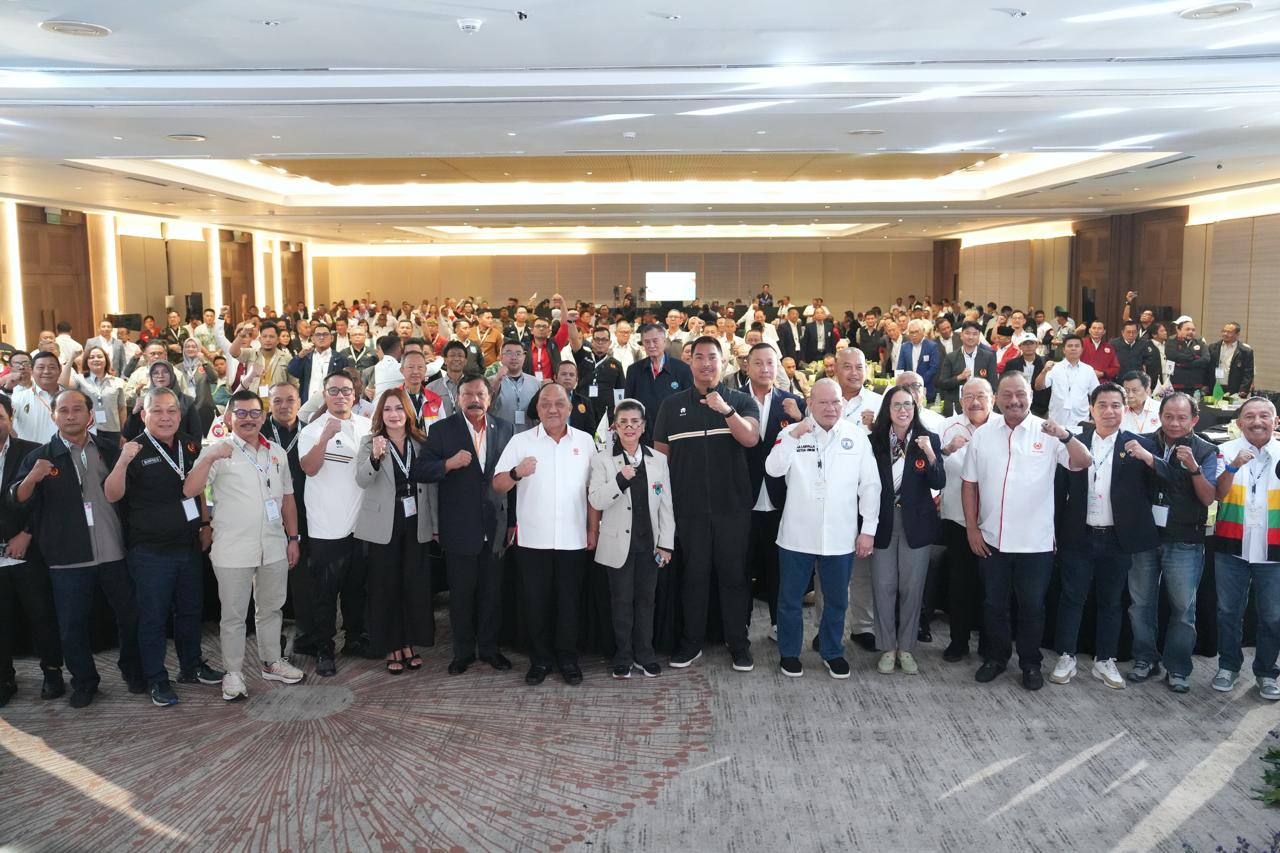 Menteri Pemuda dan Olahraga (Menpora) RI Dito Ariotedjo menghadiri dan memberikan arahan pada kegiatan Rapat Kerja Nasional (Rakernas) Komite Olahraga Nasional Indonesia (KONI) Pusat Tahun 2025 di Merak Room, Lobby Lower Jakarta International Convention C