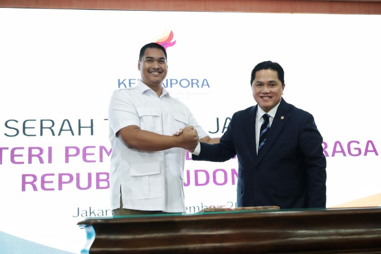 Kementerian Pemuda dan Olahraga (Kemenpora) RI menggelar Serah Terima Jabatan (Sertijab) Menteri Pemuda dan Olahraga (Menpora) RI dari Dito Ariotedjo kepada Erick Thohir di Auditorium Wisma Kemenpora RI, Jalan Gerbang Pemuda Nomor 3, Senayan, Kamis (18/9)