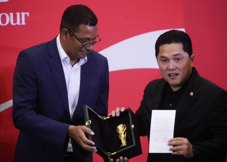 Menpora RI Erick Thohir, menghadiri FIFA World Cup 2026 Trophy Tour di Jakarta Convention Cenyer (JCC), Jakarta, Kamis (22/1).(foto:raiky/kemenpora.go.id)