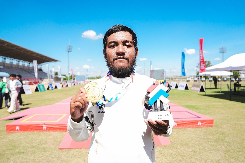 Ken Swagumilang atlet para panahan putra Indonesia berhasil membungkam wakil tuan rumah Thailand. (foto:Andre/kemenpora.go.id)