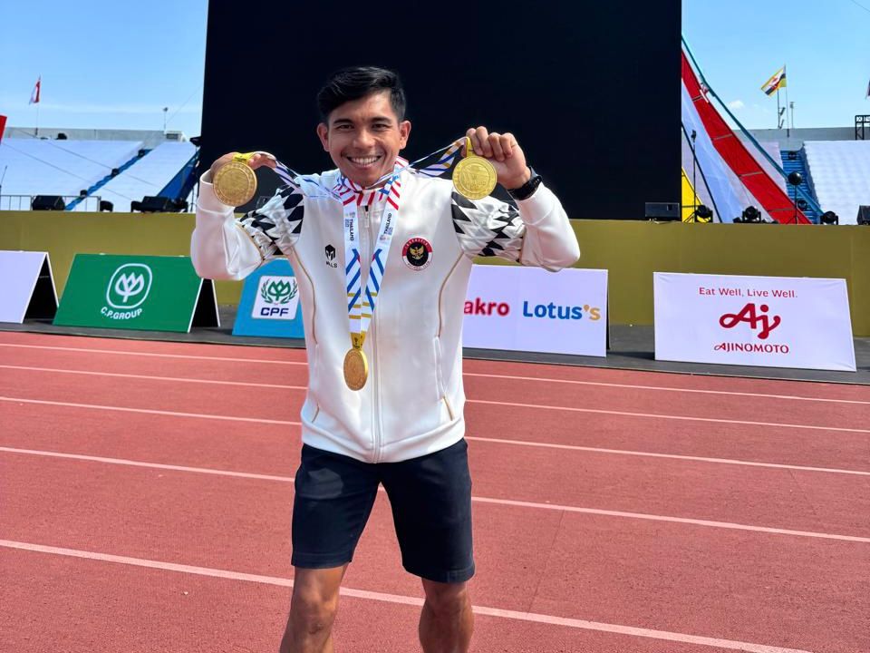 Atlet para atletik Indonesia, Nur Ferry Pradana (30), mengaku bersyukur setelah menerima bonus atas prestasinya di ajang ASEAN Para Games 2025 Thailand.(foto:istimewa)