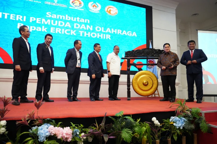 Menpora RI Erick Thohir, secara resmi membuka Musyawarah Nasional Pengurus Besar Persatuan Catur Seluruh Indonesia XXX Tahun 2026 di The Tavia Heritage Hotel, Cempaka Putih, Jakarta, Sabtu (11/4) pagi.(foto:Herry/kemenpora.go.id)
