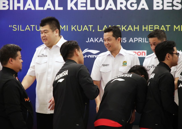 Wamenpora RI, Taufik Hidayat, menghadiri acara pelepasan Tim Piala Thomas dan Uber 2026 yang dirangkaikan dengan kegiatan halal bihalal keluarga besar Pelatnas PBSI di Cipayung, Jakarta Timur, Selasa (15/4).(foto:raiky/kemenpora.go.id)