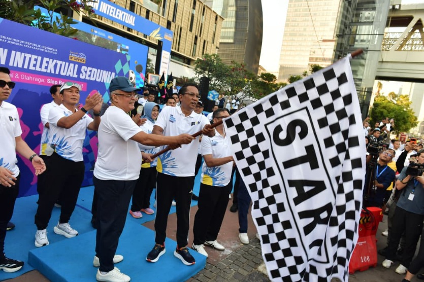 Sesmenpora Gunawan Suswantoro hari Minggu (26/4) pagi menghadiri peringatan Hari Kekayaan Intelektual (KI) Sedunia 2026 di Sarinah Thamrin, Jakarta. (foto:bagus/kemenpora.go.id)