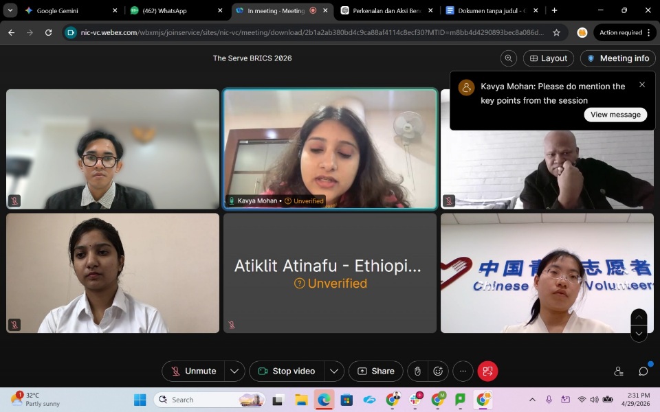 Kementerian Pemuda dan Olahraga Republik Indonesia (Kemenpora RI) berpartisipasi dalam kegiatan SERVE BRICS 2026 yang mengusung tema “Volunteering for a Better Tomorrow”.(foto:dok/kemenpora.go.id)