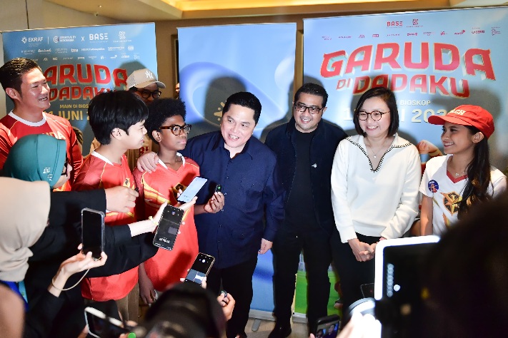 Menpora RI Erick Thohir memberikan apresiasi atas penayangan film animasi “Garuda di Dadaku”, yang dinilai mengajarkan nilai kebersamaan dalam mencapai suatu prestasi.(foto:bagus/kemenpora.go.id)