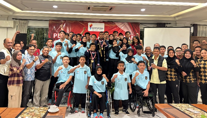 Kemenpora apresiasi acara Pelepasan Lulusan Olahragawan Sentra Khusus Olahraga Disabilitas Indonesia (SKODI) Tahun Ajaran 2025/2026 di Hotel Adiwangsa Solo, Jumat (19/6). (foto:dok/deputi3)