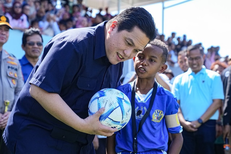 Menpora RI Erick Thohir mengapresiasi Festival Grassroot U-10 dan U-12 Piala Presiden di JEC Soccer Field, Banguntapan, Kabupaten Bantul, Daerah Istimewa Yogyakarta (DIY), Rabu (8/7).(foto:istimewa)