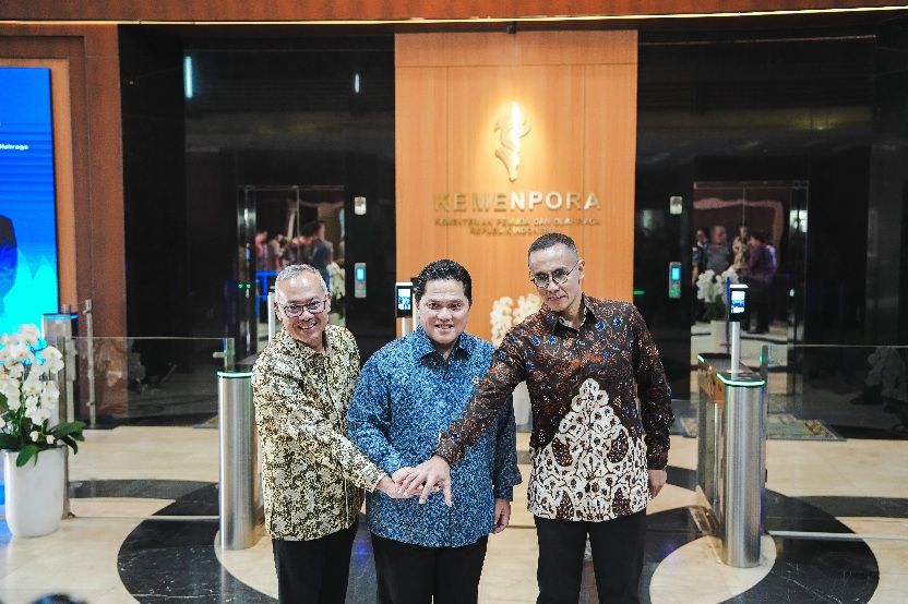 Menteri Pemuda dan Olahraga Republik Indonsia (Menpora RI) Erick Thohir mengucapkan terima kasih kepada Presiden Prabowo Subianto yang mengerti olahraga sebagai kehormatan bangsa.(foto:Andre/kemenpora.go.id)