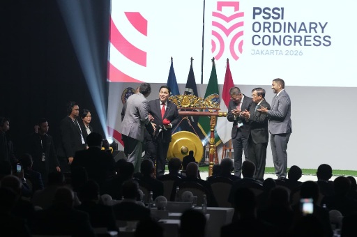 Menpora RI Erick Thohir mewakili Presiden Prabowo Subianto resmi membuka Kongres Biasa PSSI Tahun 2026 di Hotel Fairmont, Jakarta, Senin (3/8) siang.(foto:Herry/kemenpora.go.id)