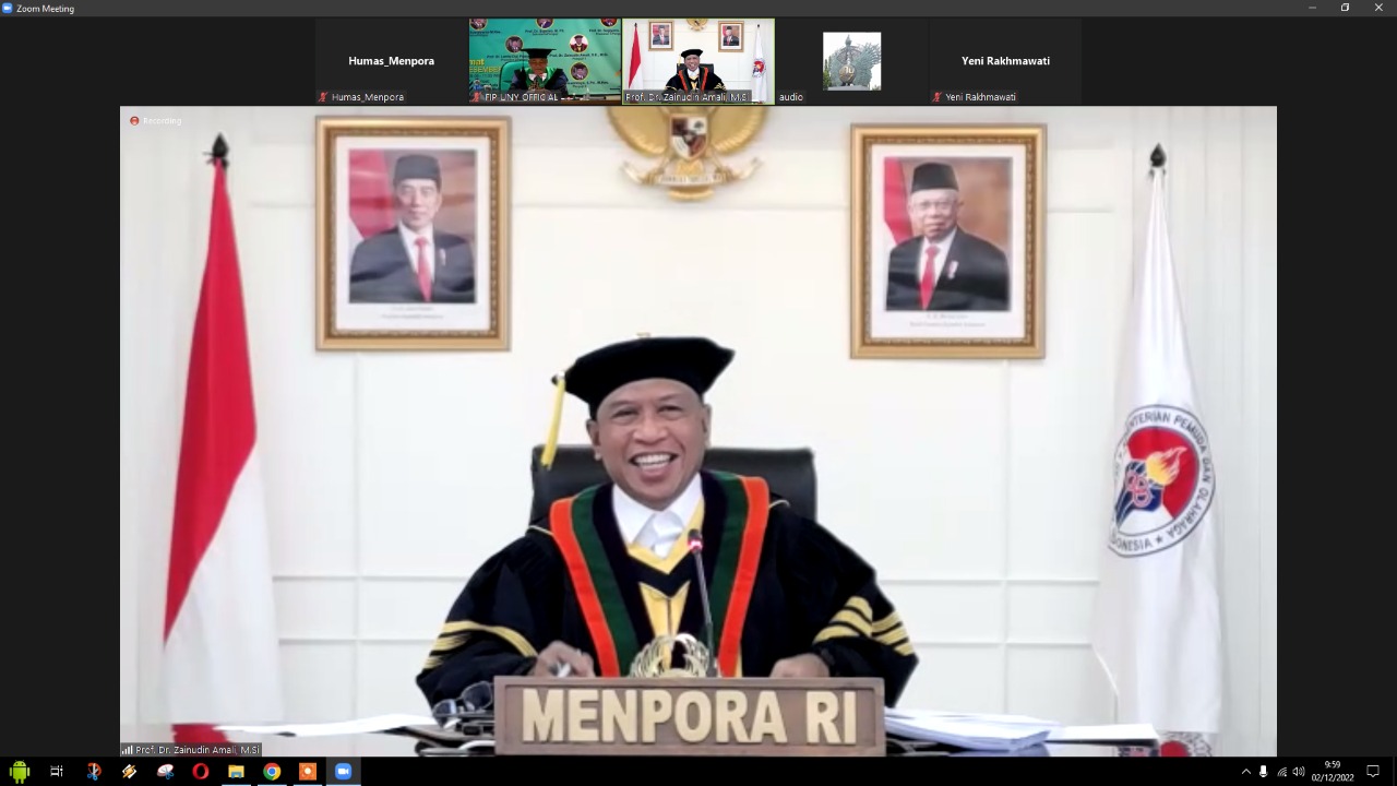 Menpora Prof. Dr. Zainudin Amali, S.E, M.Si Jadi Penguji Eksternal Ujian Akhir Disertasi Program Doktor Manajemen Pendidikan di UNY