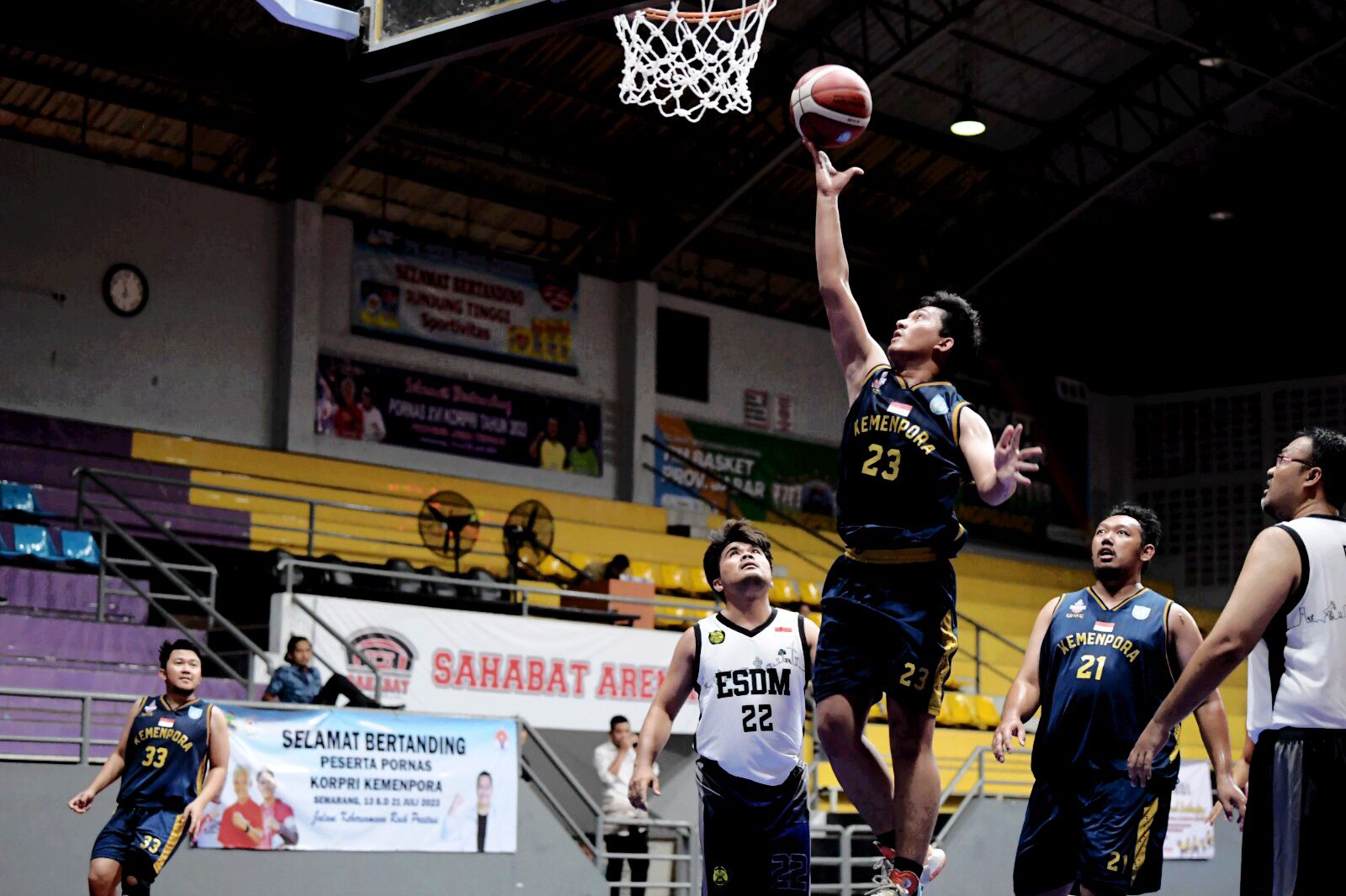 Basket Kemenpora Juara Grup dan Lolos Babak 16 Besar PORNAS XVI KORPRI 2023