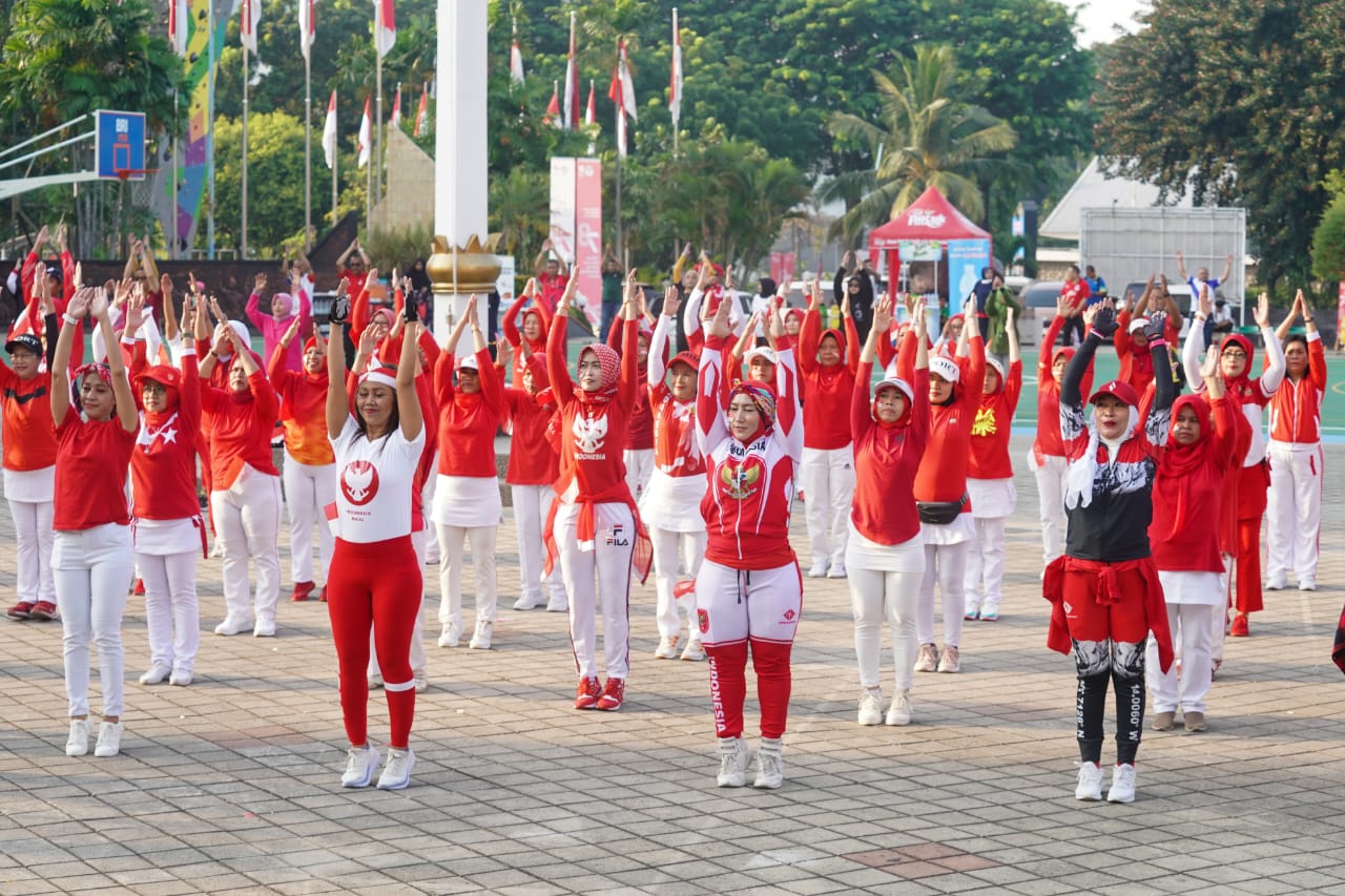 Serba Merah Putih, Senam Jumat Krida Kemenpora Ikut Meriahkan HUT Ke-78 Kemerdekaan RI