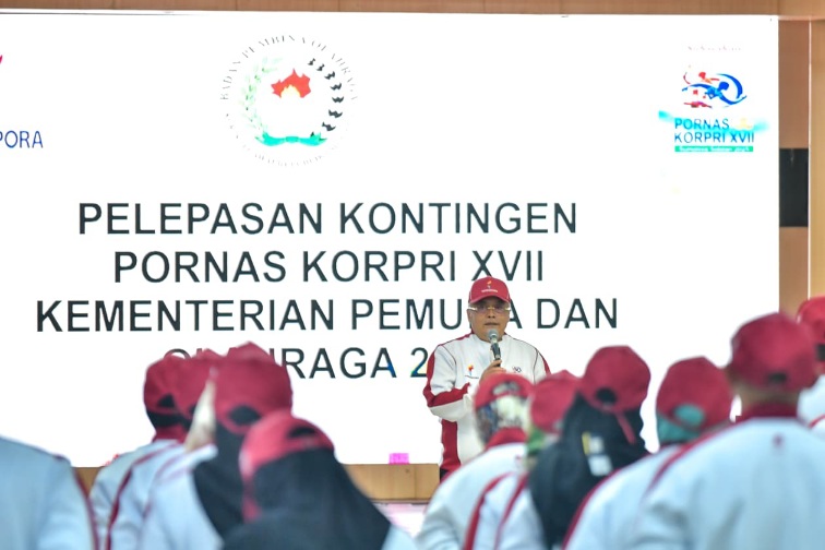 Sesmenpora Lepas Kontingen Kemenpora ke Pornas Korpri XVII 2025, Tekankan Sportivitas dan Kebersamaan