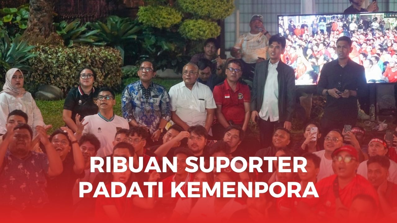 Ribuan suporter Timnas U-23 Indonesia antusias mendukung perjuangan Rizky Ridho dkk pada ajang semifinal Piala Asia U-23